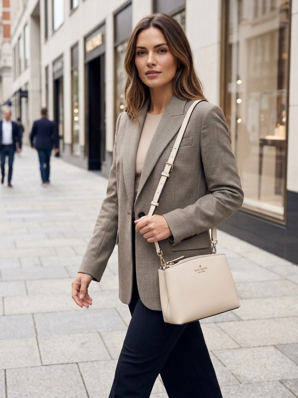 kate spade Pebble Leather Crossbody in Light Beige